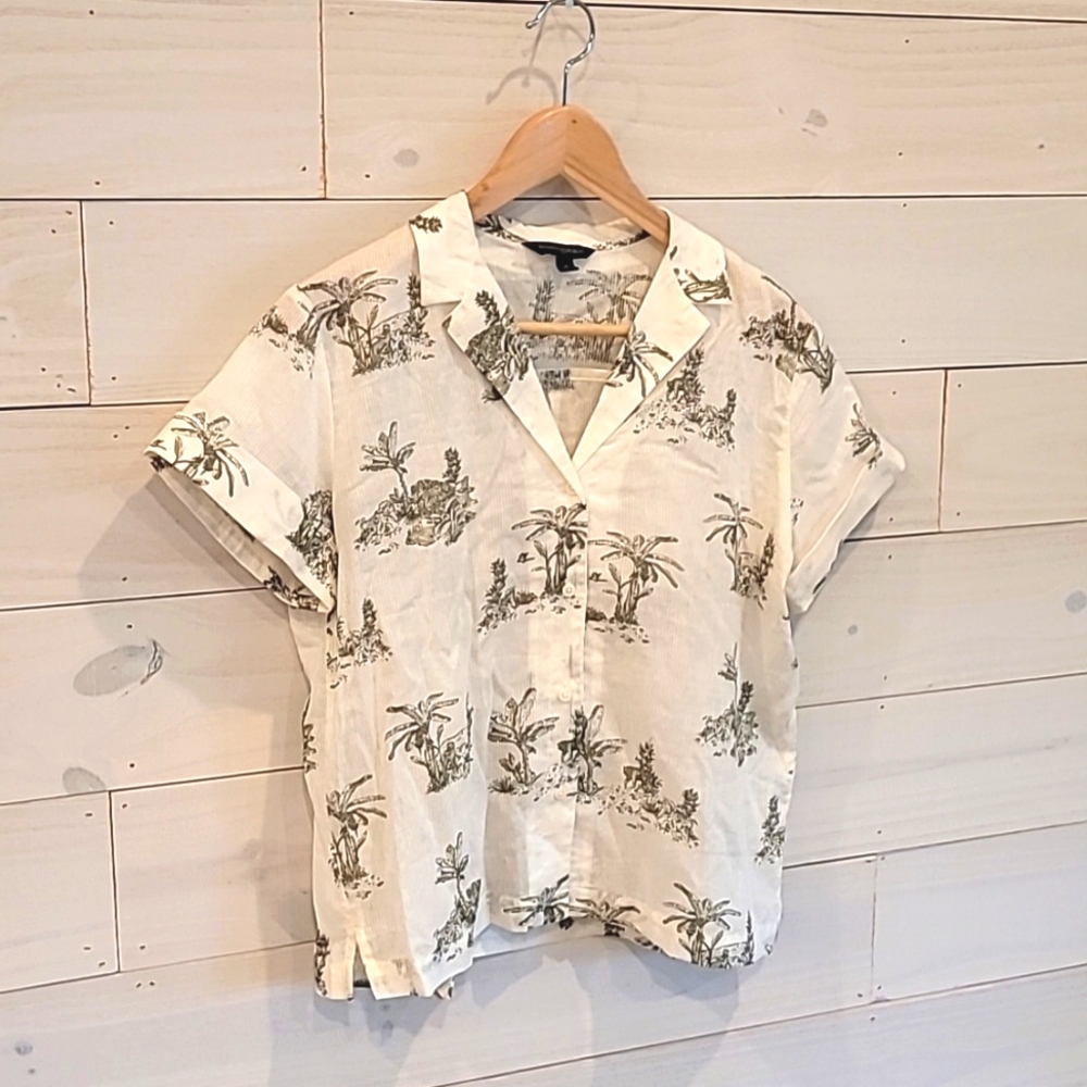 ~Banana Republic Oversized, boxy, Cotton, Tropical Palm Tree, Women's Bu…